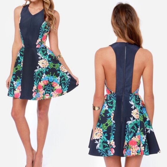 Revolve Keepsake The Label Navy Second Chance Dress Womens Size XS Scuba Floral - Picture 2 of 13
